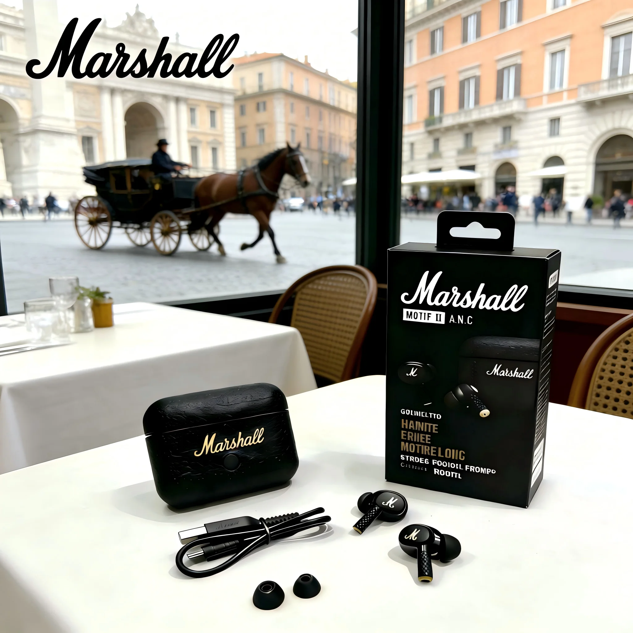 Écouteurs sans fil Bluetooth Marshall MOTIF II 2 ANC, écouteurs à réduction de bruit active tendance, or noir, édition HK