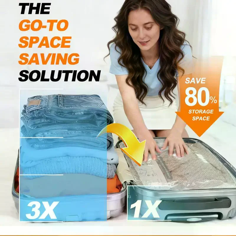 1/6Pcs Vacuum Bags For Travel With Sealing Clip Carry-On Size Compression Packing Bags For Luggage And Suitcase Space Saver