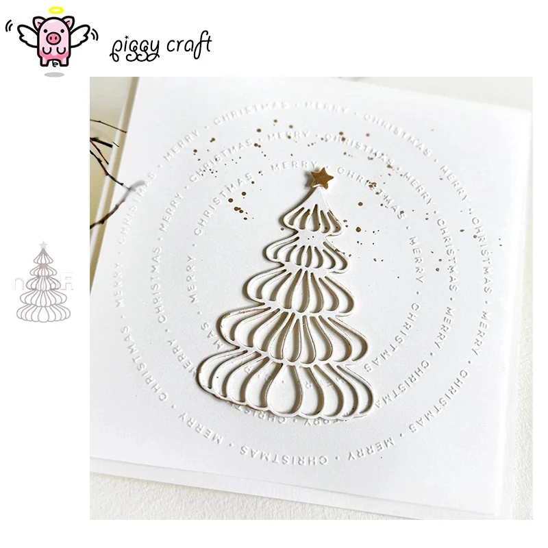 Piggy Craft Metall-Stanzformen, geschnittene Matrizenform, Stern, Weihnachtsbaum, Sammelalbum, Papier, Basteln, Messerform, Klingenstanzer, Schablonen