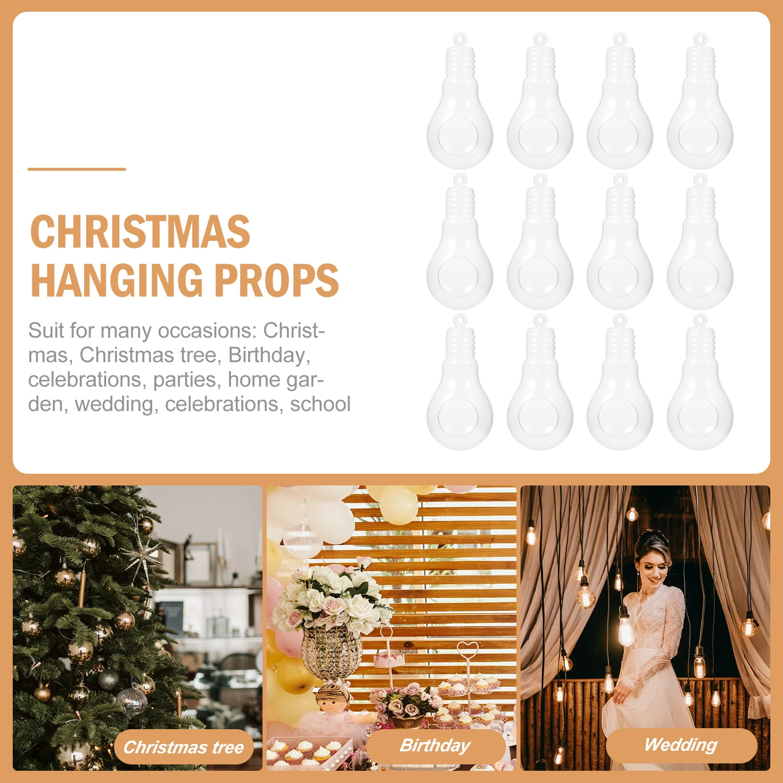 

12 Pcs Electronic Ball Clear Ornament Transparent Baubles Christmas Tree