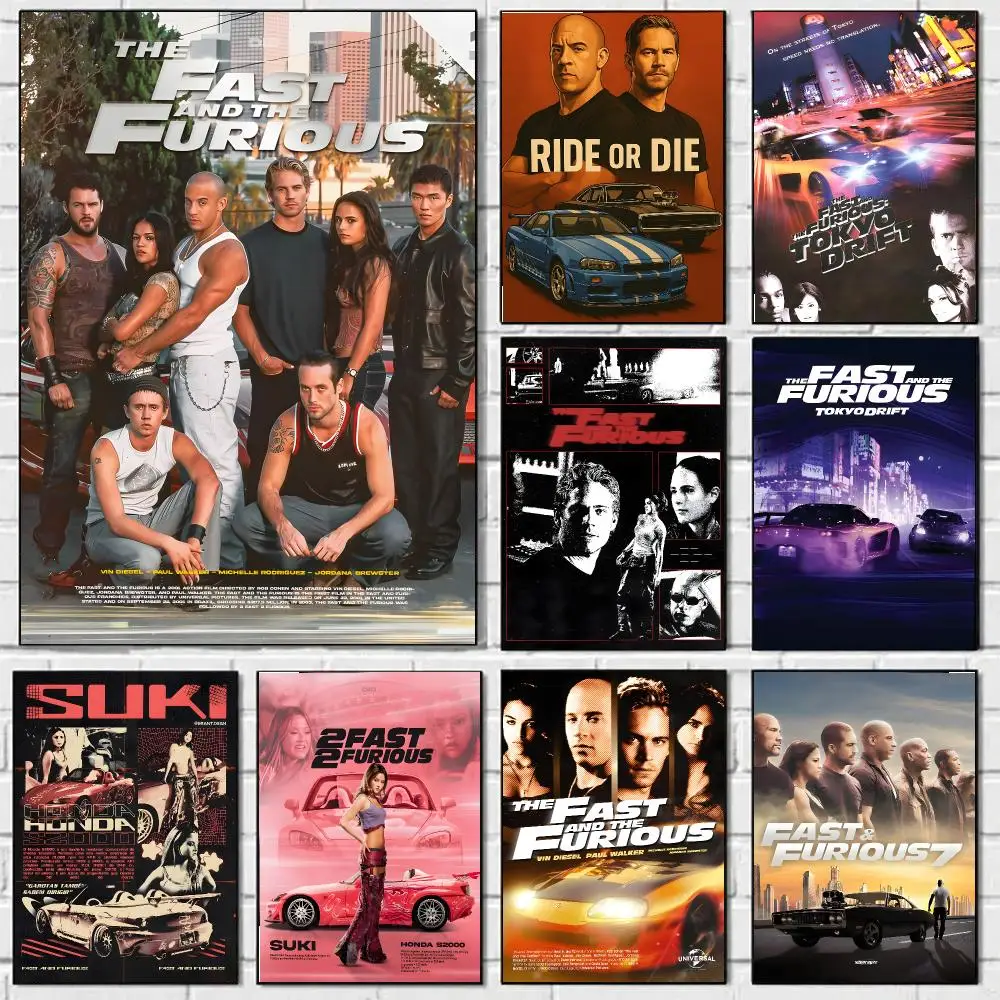 Movie F-Fast And Furious Poster Self-adhesive Advanced Aesthetic Printing Paper Wall Art For Living Room Home Decor