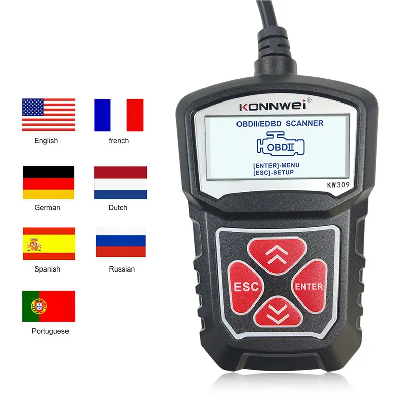 

KONNWEI KW309 OBD2 Scanner Engine Fault Code Reader Automotive Scanner OBDII Car OBD Scanner Repair Black Diagnostics Tools