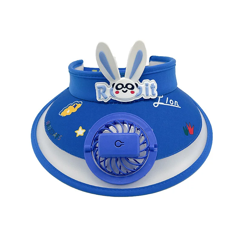 

Boys And Girls Empty Top Hat Summer USB Charging children's Fan Sun Hat Outdoor Cartoon Big Eave Baby Sun Hat Mz119