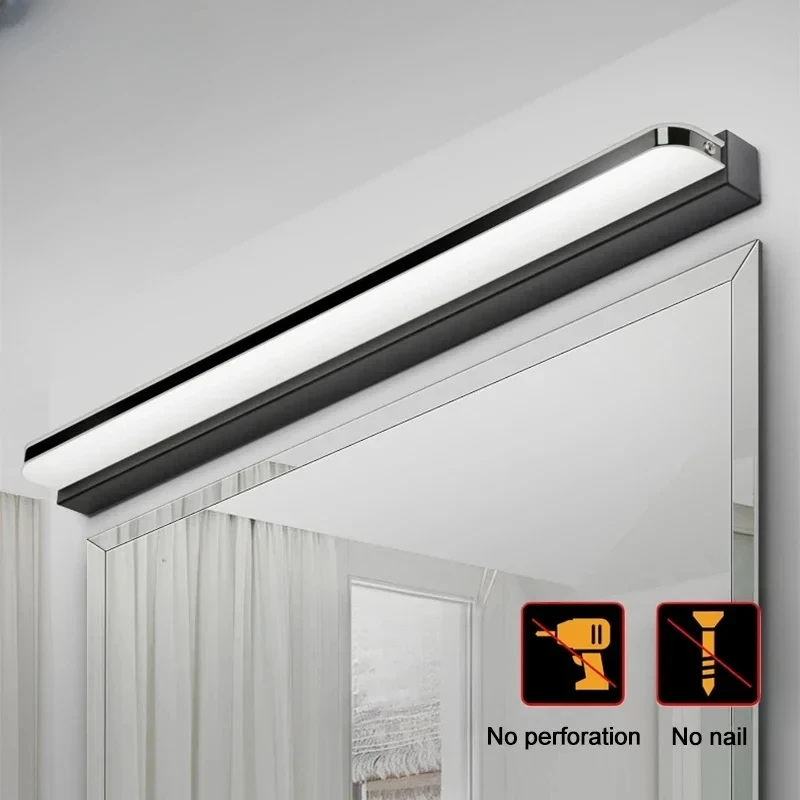 Minimalist LED wall lamp with non perforated mirror front lamp, bathroom mirror cabinet lamp, makeup mirror lamp