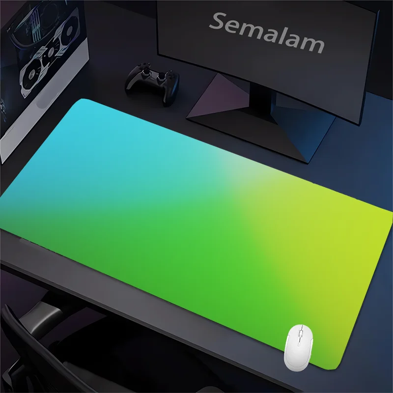 

Коврик для мыши XXL с градиентным зелено-синим дизайном, нескользящая основа, для игр, офиса, дома, ПК, ноутбука, аксессуар для рабочего стола