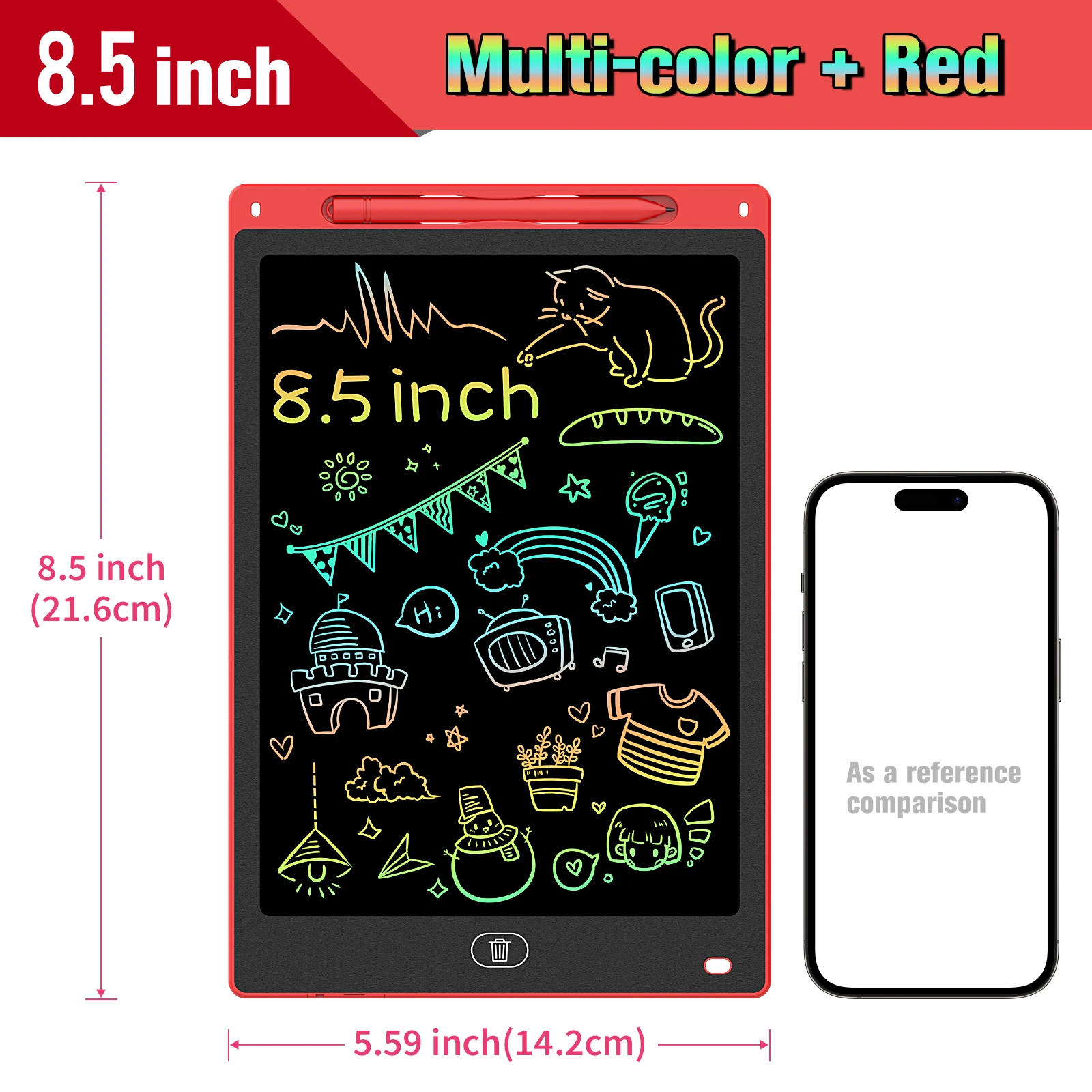 12-delig 8,5 inch LCD-schrijftablet, graffiti-tekentafel voor kinderen, elektronisch doodle-pad, perfect educatief speelgoed