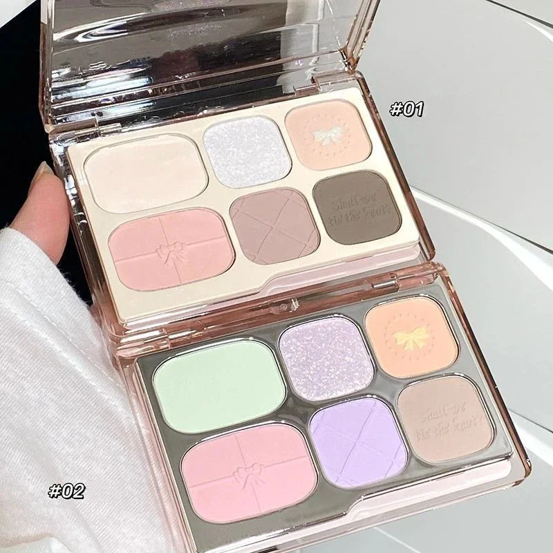 6-Color Low Saturation Eyeshadow Palette Matte Waterproof Milk Tea Brown Pink Lasting Natural Eyes Makeup Korean Cosmetics New