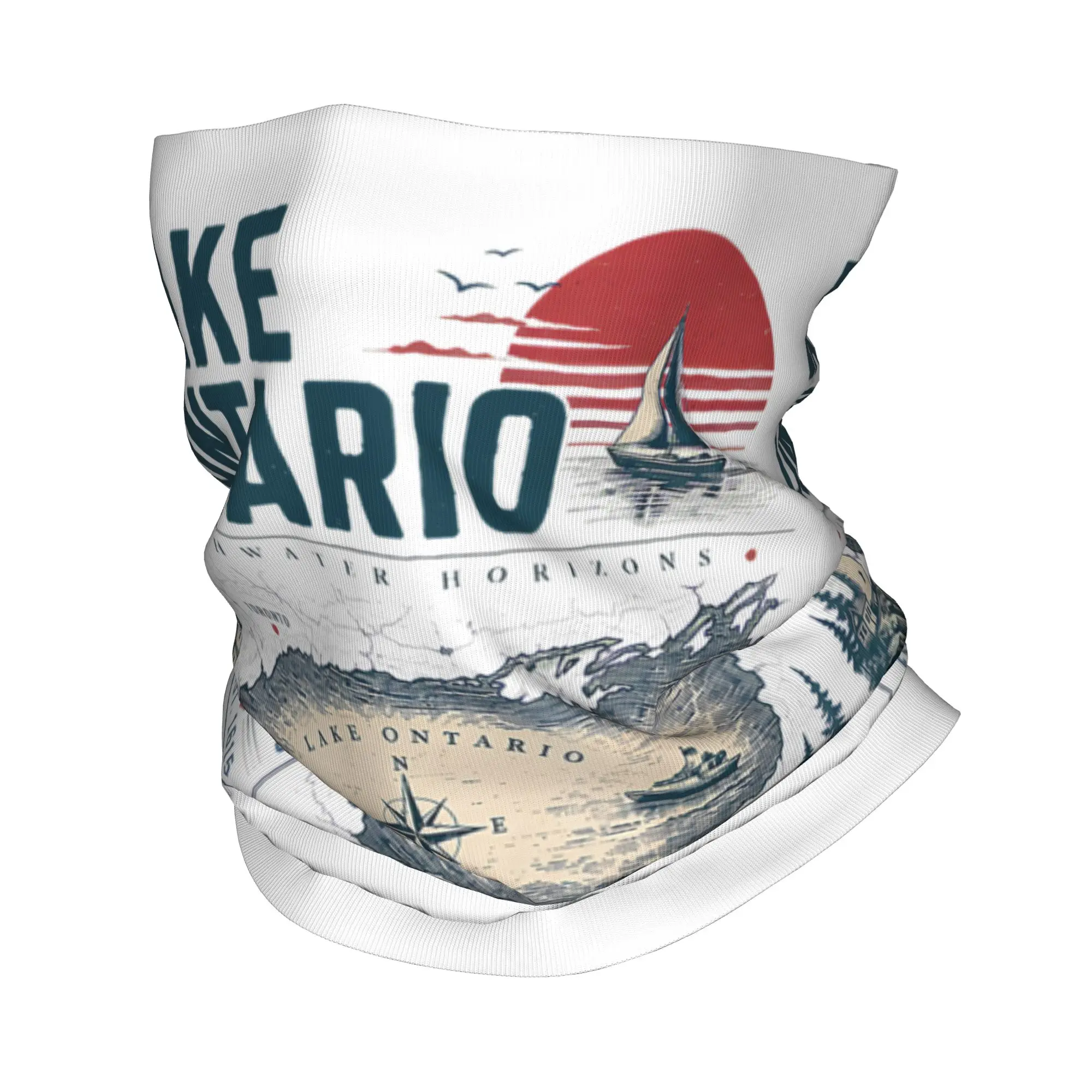 Lake Ontario Map Vintage Est 1615 Bandana Neck Cover Printed Great Lakes Balaclavas Face Mask Scarf Headband Men Women Adult