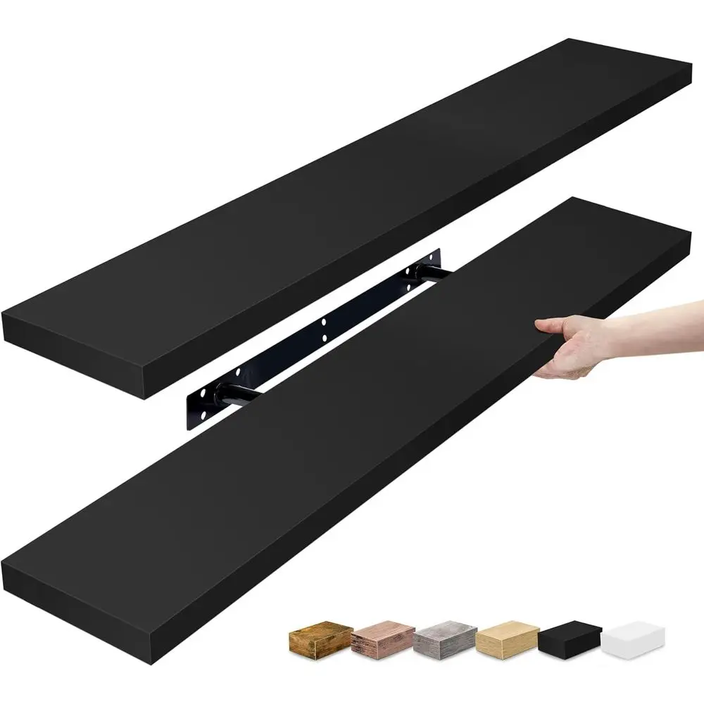 

Floating Shelves for Wall - 35 Inch Long Bathroom Shelves, Wall Decor for Bedroom, Kitchen, Living Room & Book Storage - Mounted