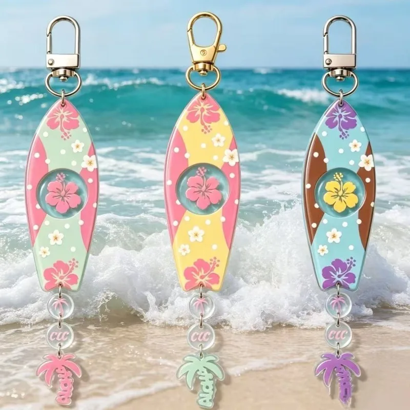 Pendentif d'intérieur de voiture Série Surf et Skateboard d'été - Pendentif Hawaïen Frais - Accroche-sac - Cadeau pour un ami
