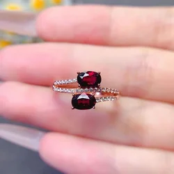 Dark Red Natural Garnet Ring for Daily Wear 4mm*6mm Total 1ct Garnet Silver Ring 18K Gold Plated Gemstone Jewelry