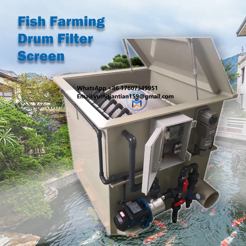 Stainless Steel Drum Filter Aquaculture Fish Farming Rotary Drum Filter China for Koi Pond