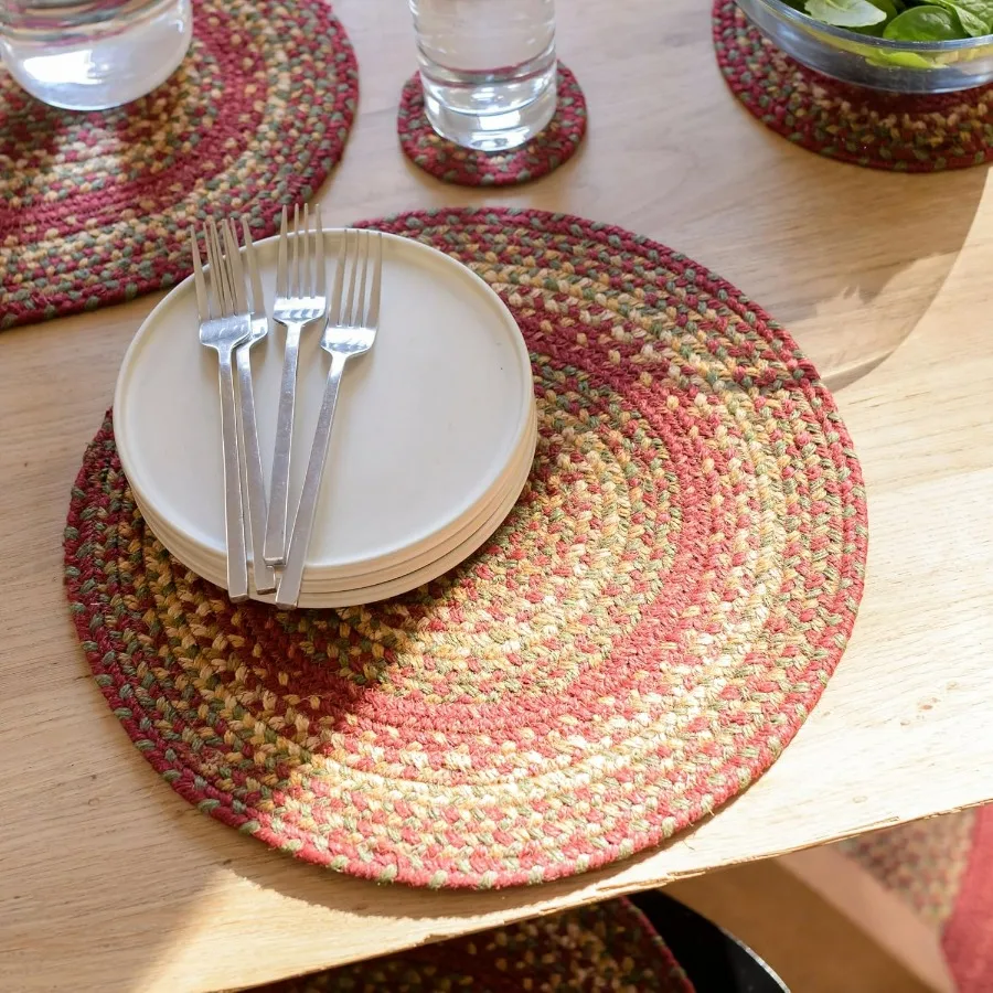 

Набор круглых салфеток из джутовой ткани Cider Barn из 6 штук, 15 дюймов, теплый деревенский декор, красные коврики для стола — яркие цвета, прочный, легкий