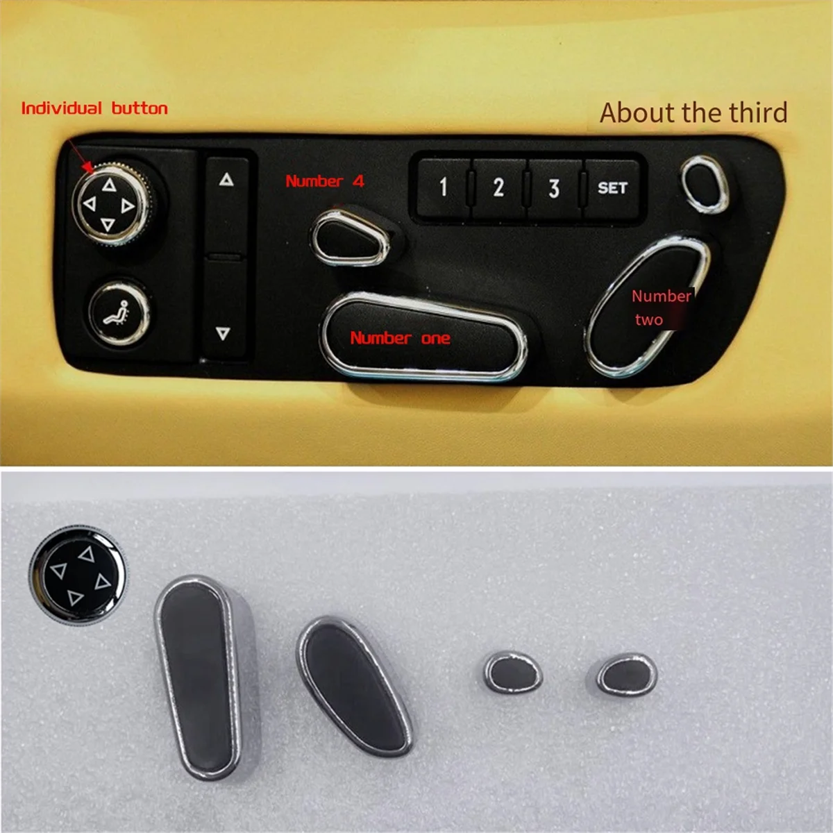 5Pcs Car Seat Button Seat Switch Button Seat Adjustment Cover for Bentley Continental GT Flying Spur Mulsanne Bentayga