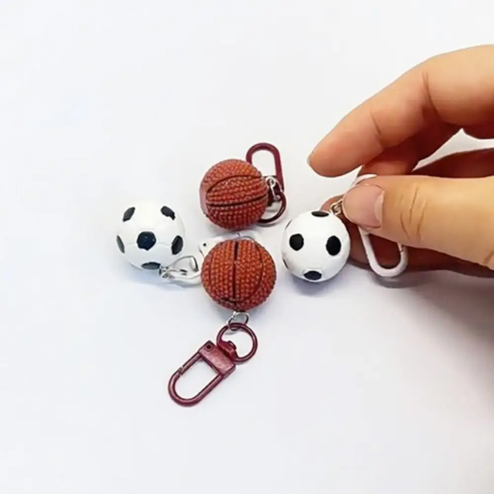 Fashion Simple Basketball Keychain Soccer Sport Football Pendant Resin Creative Sports Keyring Gift