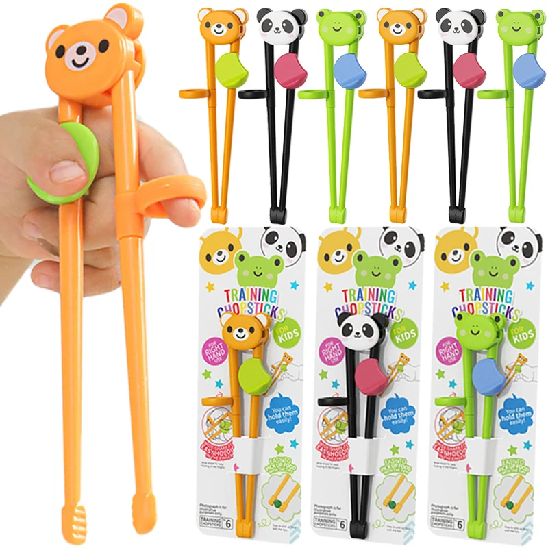 Baby Training Chopsticks Cartoon Animals Beginner Elementary Learning Chopstick Children Reusable Food Sticks Clips Tableware