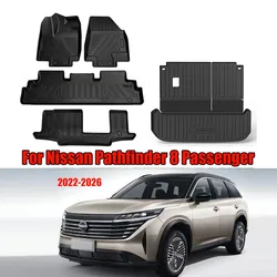 Floor Mats for Nissan Pathfinder 8 Passenger 2022-2025 2026 with Backrest Mat &Trunk Mat All Weather TPE Rubber Cargo Liner