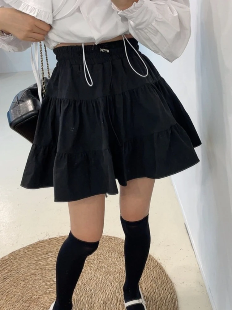

Korobov Summer Korean Chic Temperament Solid Medium Strecth High Waist Slim A-LINE Mini Skirts