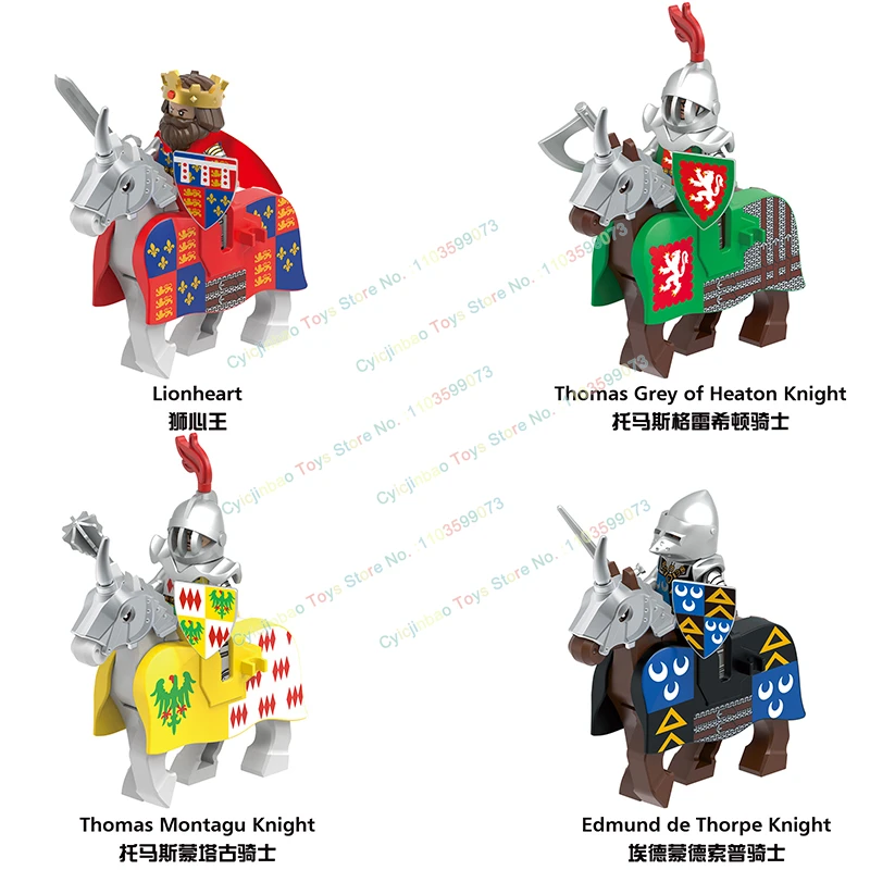 

Medieval War Horse Animals Accessories Figures Building Blocks Parts Knight Weapons Toys for kids gifts G0181