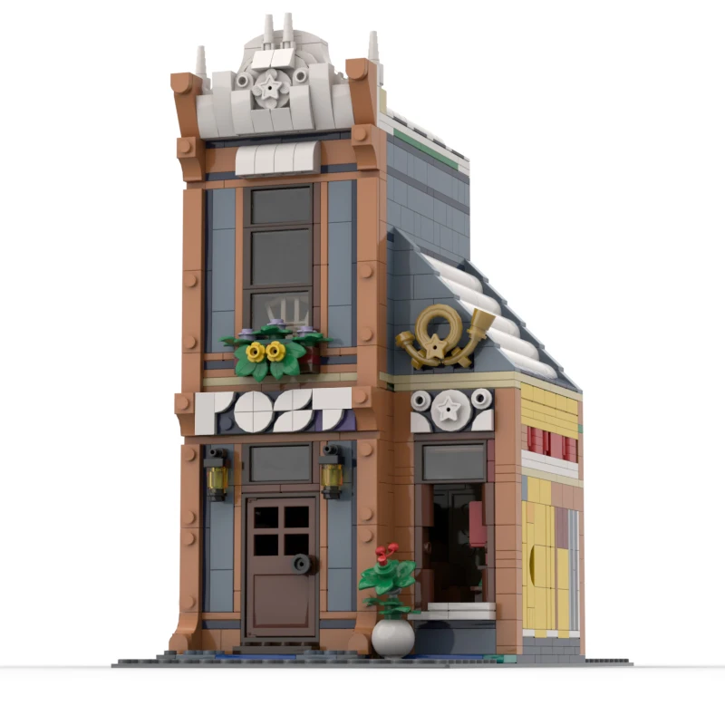1208 PCS City Engineering Post Office - Alternate Design of Set 10339 MOC Customize Modular Building DIY Boys Festival Toy Gift