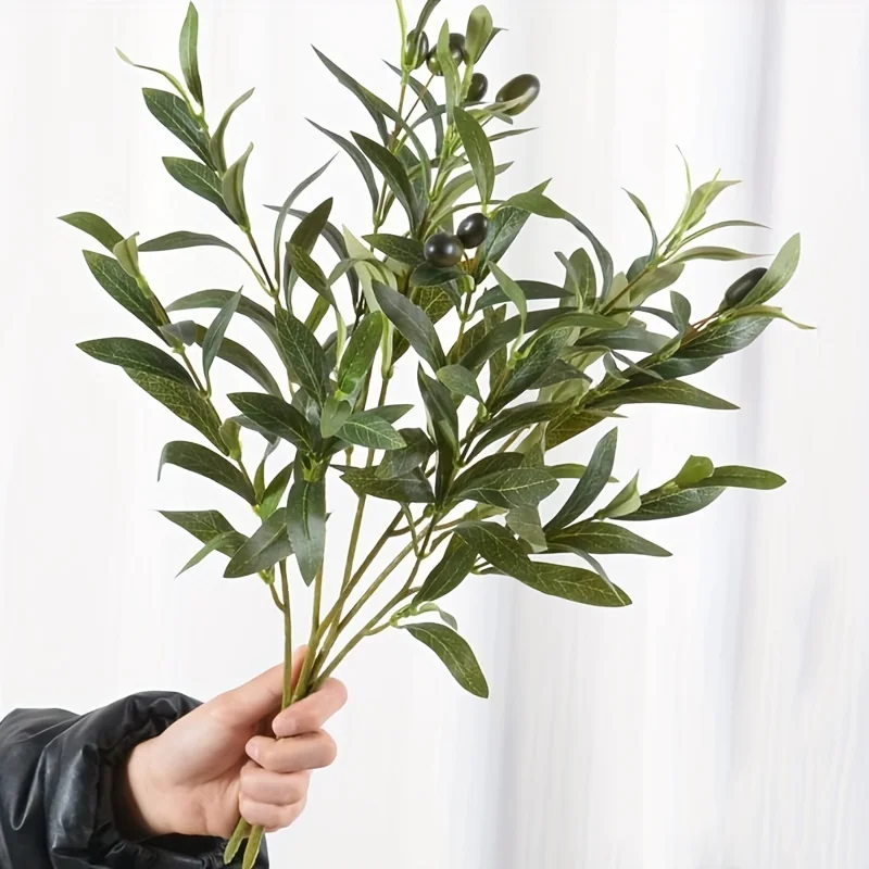 Lebensechte Künstliche Olivenzweige, DIY-Kränze, Heim- und Außendekoration, Hochzeits-Party-Vasenarrangements, Synthetische Edelsteine, Hochzeitsdekoration – Detail 1