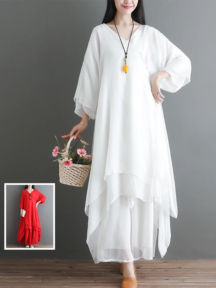 

Свободные широкие брюки с V-образным вырезом, комплект из двух предметов, драпированная юбка с высокой талией, модный монокоматический осенний наряд для женщин, o...