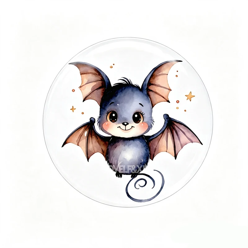 10Pcs Cute Halloween Glass Cabochons Kawaii Pumpkin Ghost Candy Bat Round Dome Cabochons DIY Jewelry Making Supplies