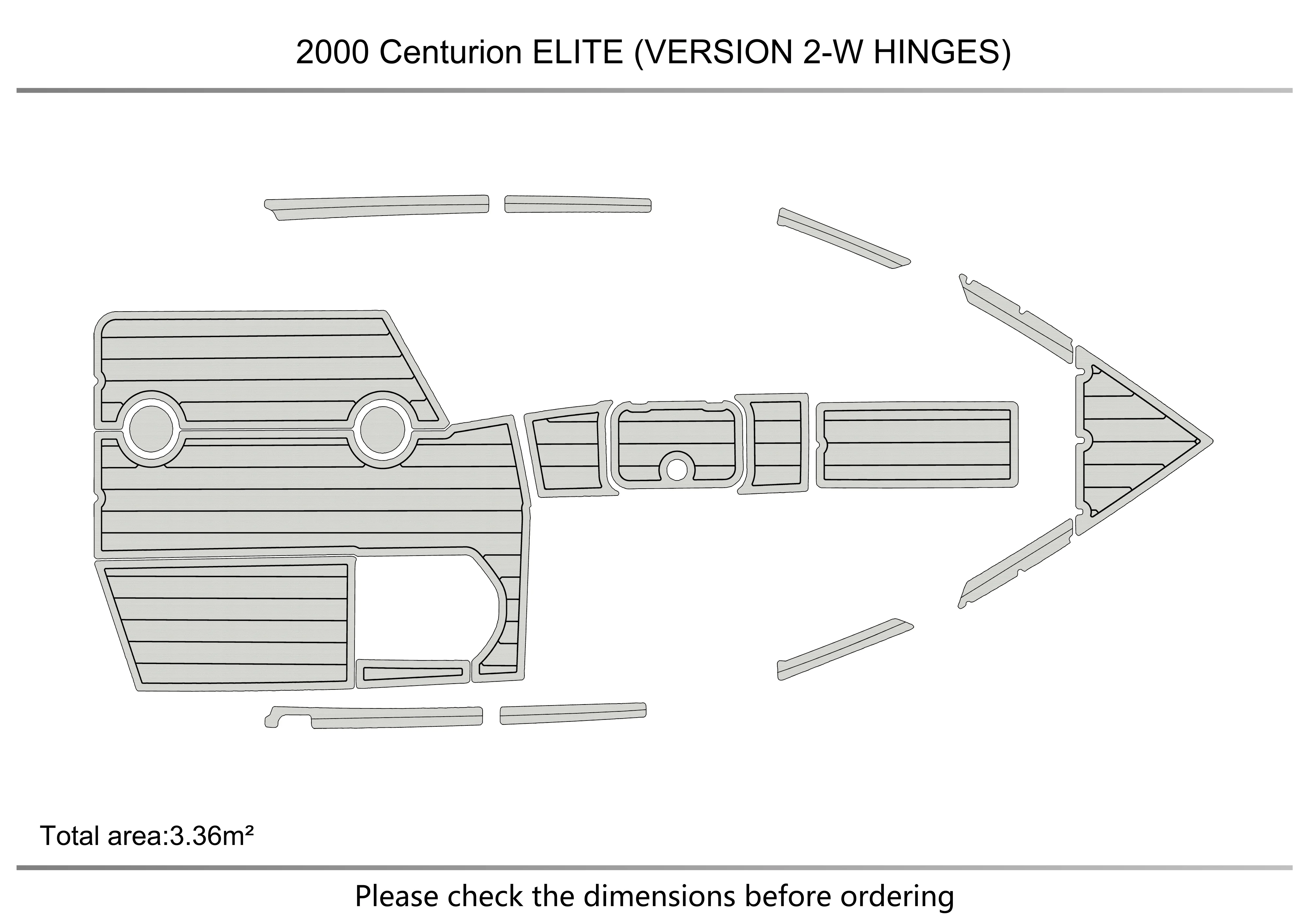 Piso marinho seadek de teca fuax de espuma eva para 2000 centurion elite (versão 2-w dobradiças) arco de cabine 1/4 "6mm piso antiderrapante