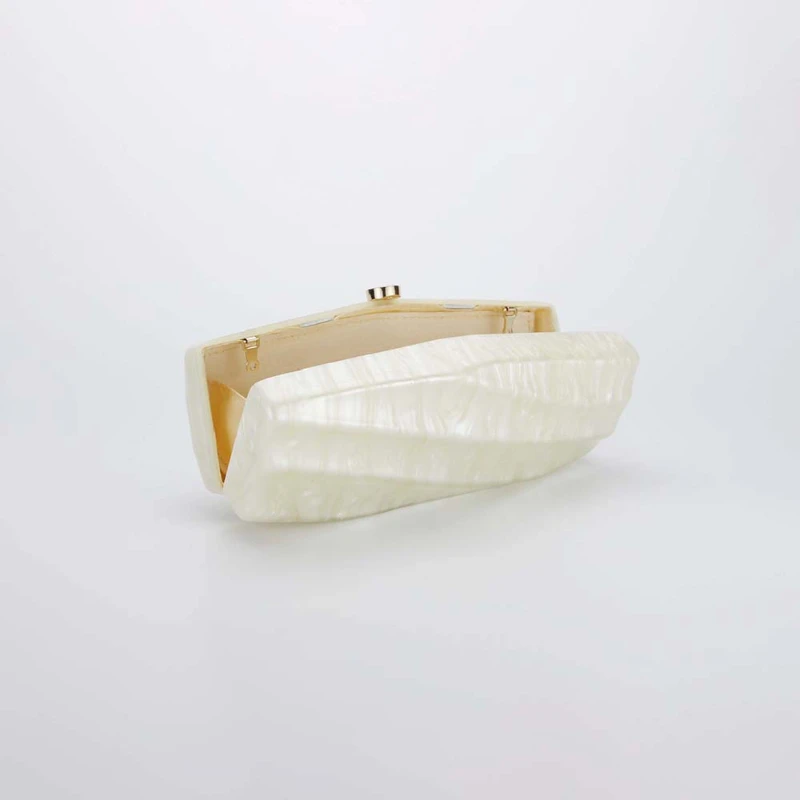 Evening Bag Clutch Celebrity Pressed Bags Wedding Acrylic Stripes Fashion Shoulder Luxury Women's Pouch Wallets Beige Designer view 3