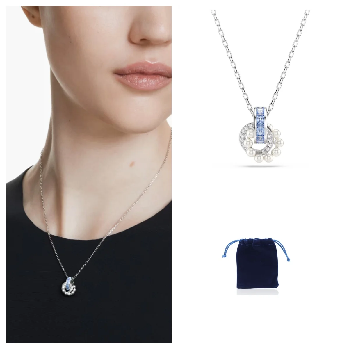 

Connexus pendant Crystal pearl, Mixed cuts, Blue, Rhodium plated