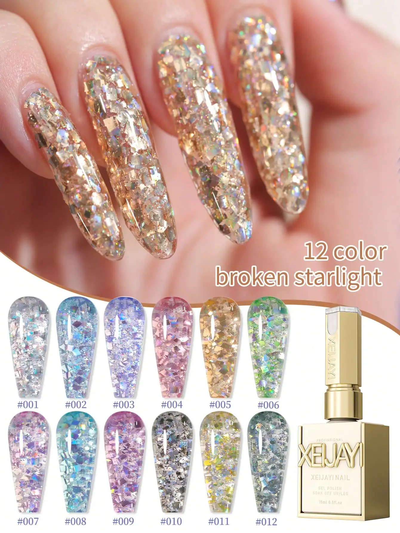 XEIJAYI 15ml gel nail polish 9-color optional chip nail polish UV LED immersion nail gel semi permanent DIY salon nail art gel