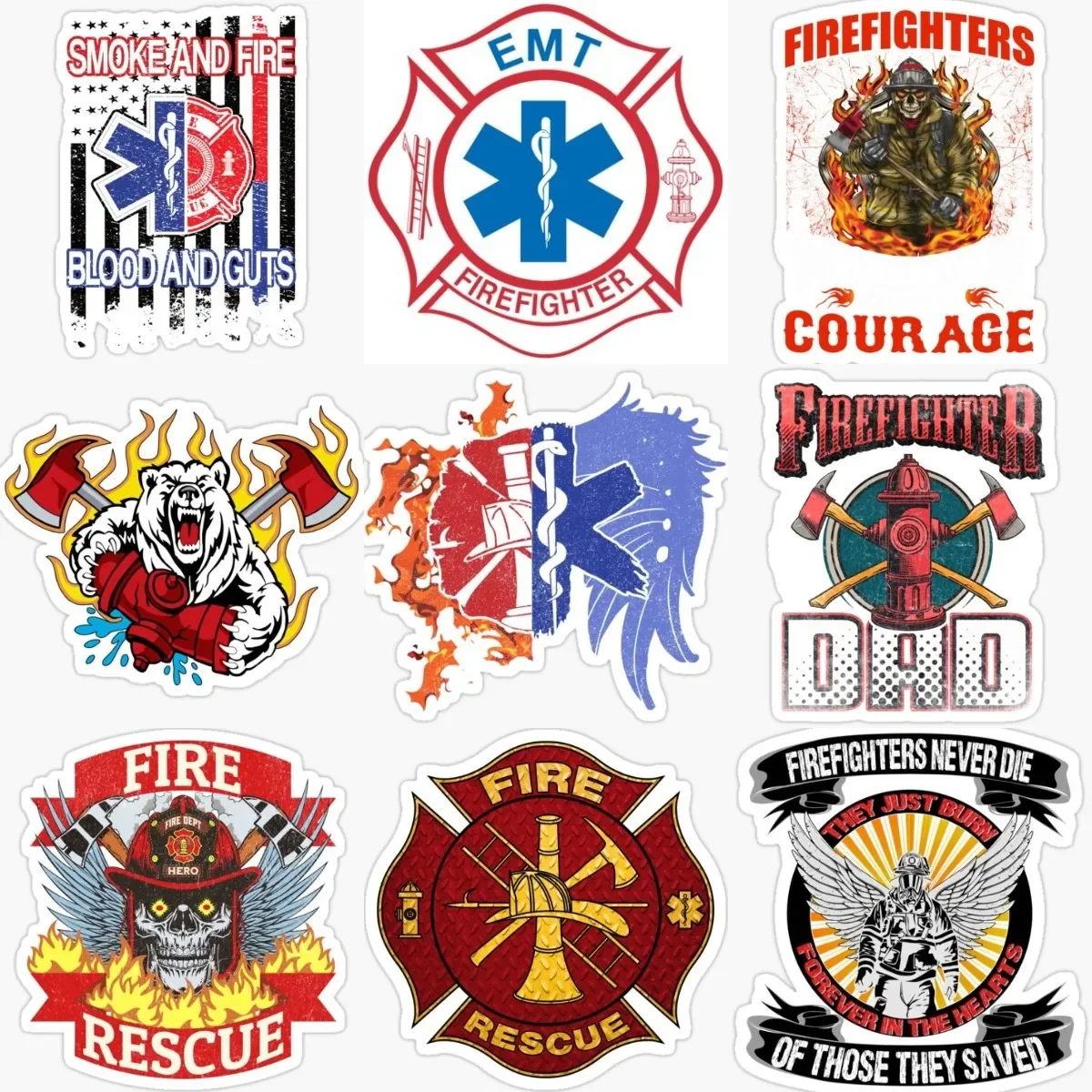 

EMT EMS Firefighter Fire Creative Sticker for Decorate Wall Laptop Car Bumper Motorcycle Helmet Bicycle Van Decal Accessories