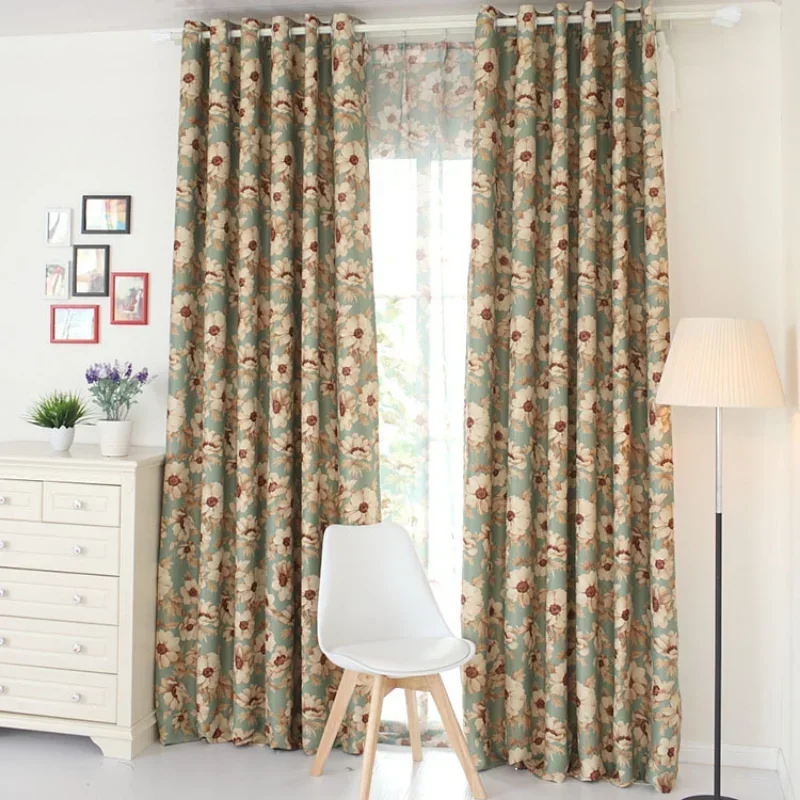 

Fabric Curtain Tulle Floating European American Style Retro High Shading Curtains for Living Dining Room Bedroom