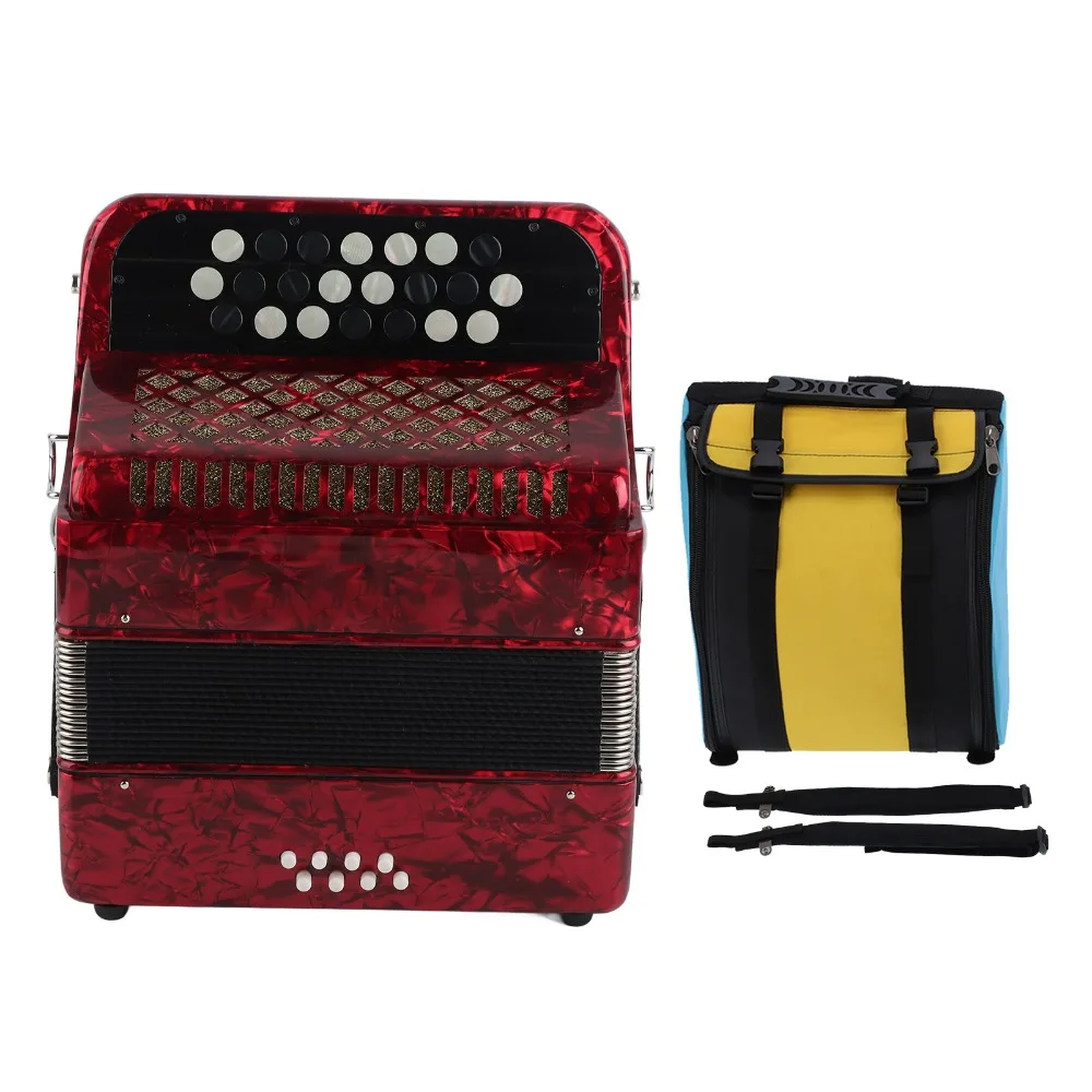 

Accordian 22 Key 8 Bass Professional Button Reed Instrument for Beginner with Storage Bag Red Keyboard Instruments Accordion