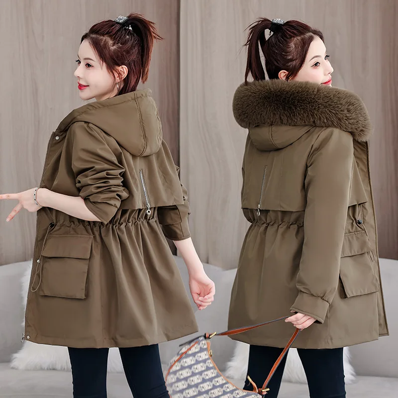 

Parkas Apparel Womens Winter Wool Minimalist Stylish Padded Literary Homewear Mountaineering Panelled Diamond-Quilted V-Neck Hot