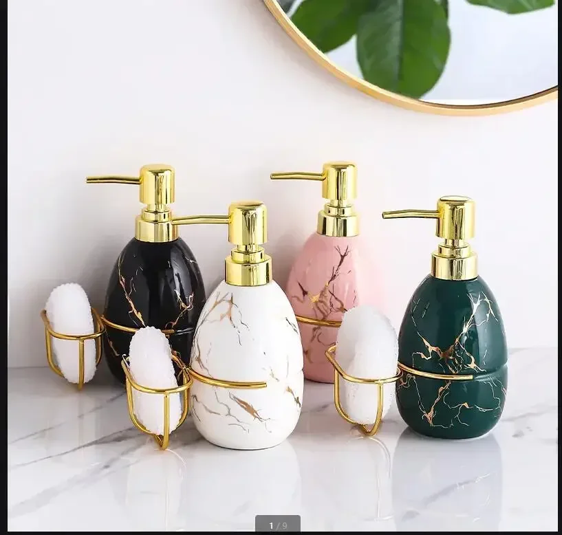 Marbling Ceramics Lotion Bottle Multifunction Soap Dispenser Bathroom Supplies Shower Gel Container Decor Hand Sanitizer Bottle