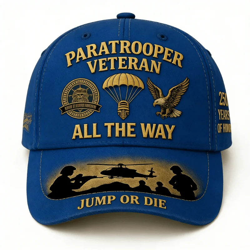 3D Printed Paratrooper Veteran Military Cap - Non- Suitable for Veterans, Collectors & Forces, Outdoor Wear, Historical Reenactm