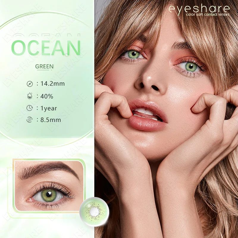 EYESHARE Natural Colored Contact Lenses 1Pair Ocean Blue Lenses Beautiful Pupil Yearly Makeup Lens Brown Eyes Contacts Lenses