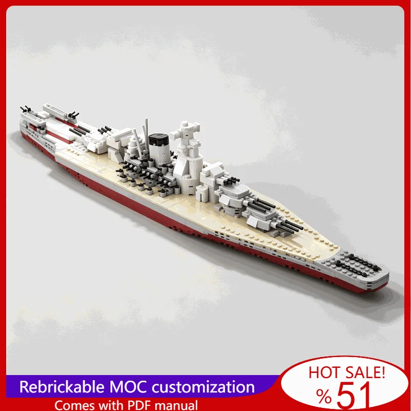 926PCS IJN Yamato Classic War Series Battleship Warship Model Building Blocks DIY Assembly Educational Display Festival Gift Toy
