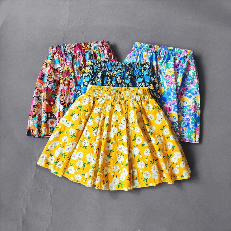 Falda plisada de algodón con estampado de princesa para niñas, faldas de tutú grandes y dulces, minifalda de cintura elástica, Ropa para Niñas