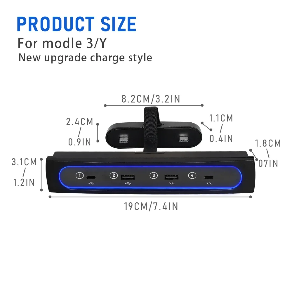 แท่นวางมือถืออัจฉริยะ27W ที่ชาร์จอย่างรวดเร็วฮับ USB shunt ฮับควบคุมกลางที่ชาร์จแบตในรถพับเก็บได้สำหรับเทสลารุ่น3 Y