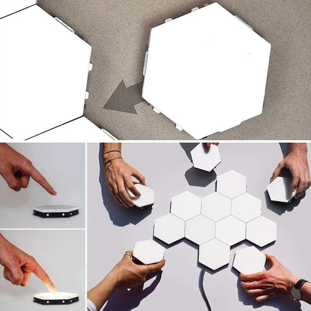 LED Hexagonal DIY สัมผัส Sensing Night Light สำหรับในร่มเกมคอมพิวเตอร์ห้องนอนข้างเตียงของขวัญตกแต่ง