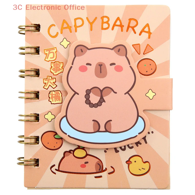 1Pcs Kawaii A7 Coil Notebook Cartoon Capybara Mini Notepad Diary Agenda Planner Cute Pocket Coil Notebook Student Stationery