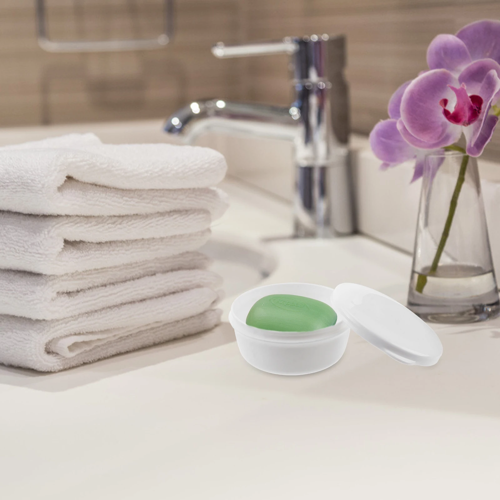 

Eco Friendly Portable Soap Container Double Drain Design Strong Sealing Leak Proof for Travel Bathroom Outdoor Use White