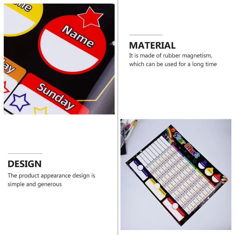 Gráfico de tarefas de geladeira comportamento de recompensa magnética quadro branco de geladeira gráfico de tarefas de crianças estrelas gráfico de recompensa gráficos de tarefas de geladeira
