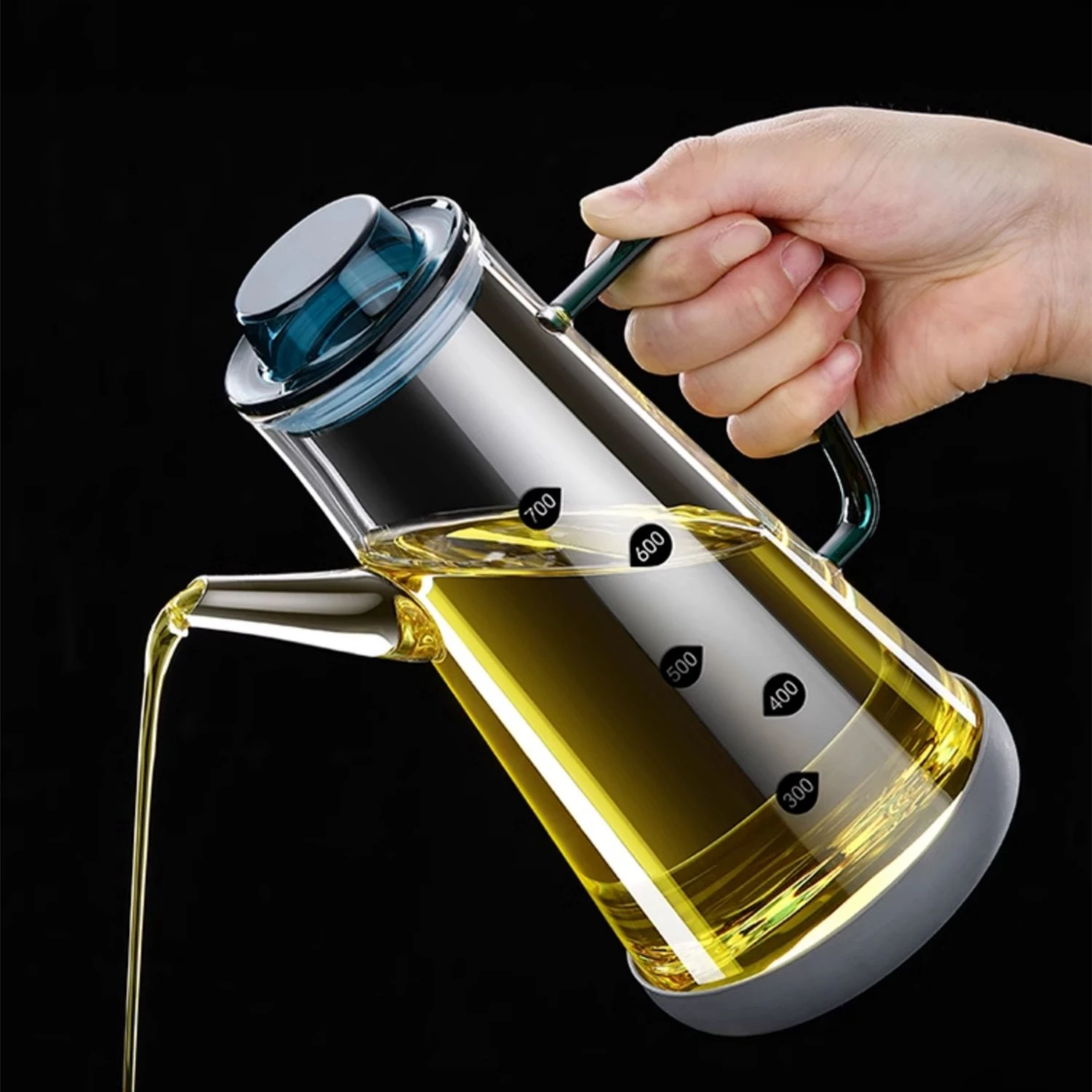 LFGB Certificated Ultra Hard High-borosilicate Glass Oil Kettle Transparent Teapot -20℃~150℃ Resistant Condiment Container
