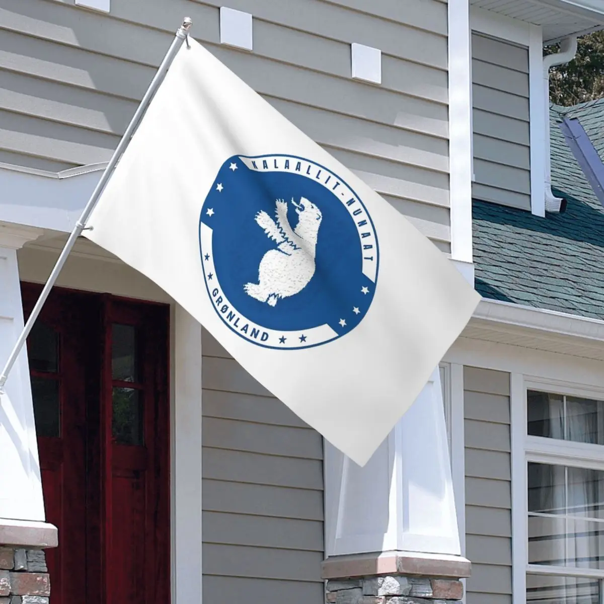 Greenland Coat Of Arms Kalaallit Nunaat Polar Bear Blue Flag Double Sided Indoor Outdoor Banner Home Room Dorm Wall 90x150cm