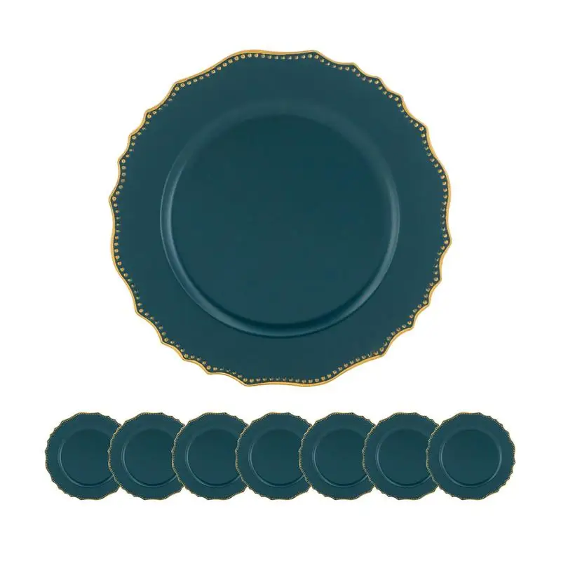 

8 Pack Plastic Charger Plates, 13 Inch, Elegant Table Decor for Dining Events and Parties