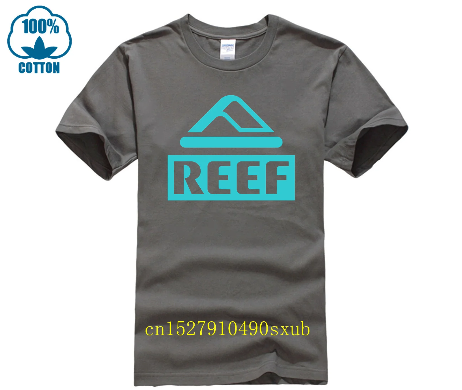 Reef Printing 2024 Men\'s New Summer Hot Solid Color Cotton T Shirt Casual Fitness Tshirt Outdoor Running Sport Short Sleeved Tee