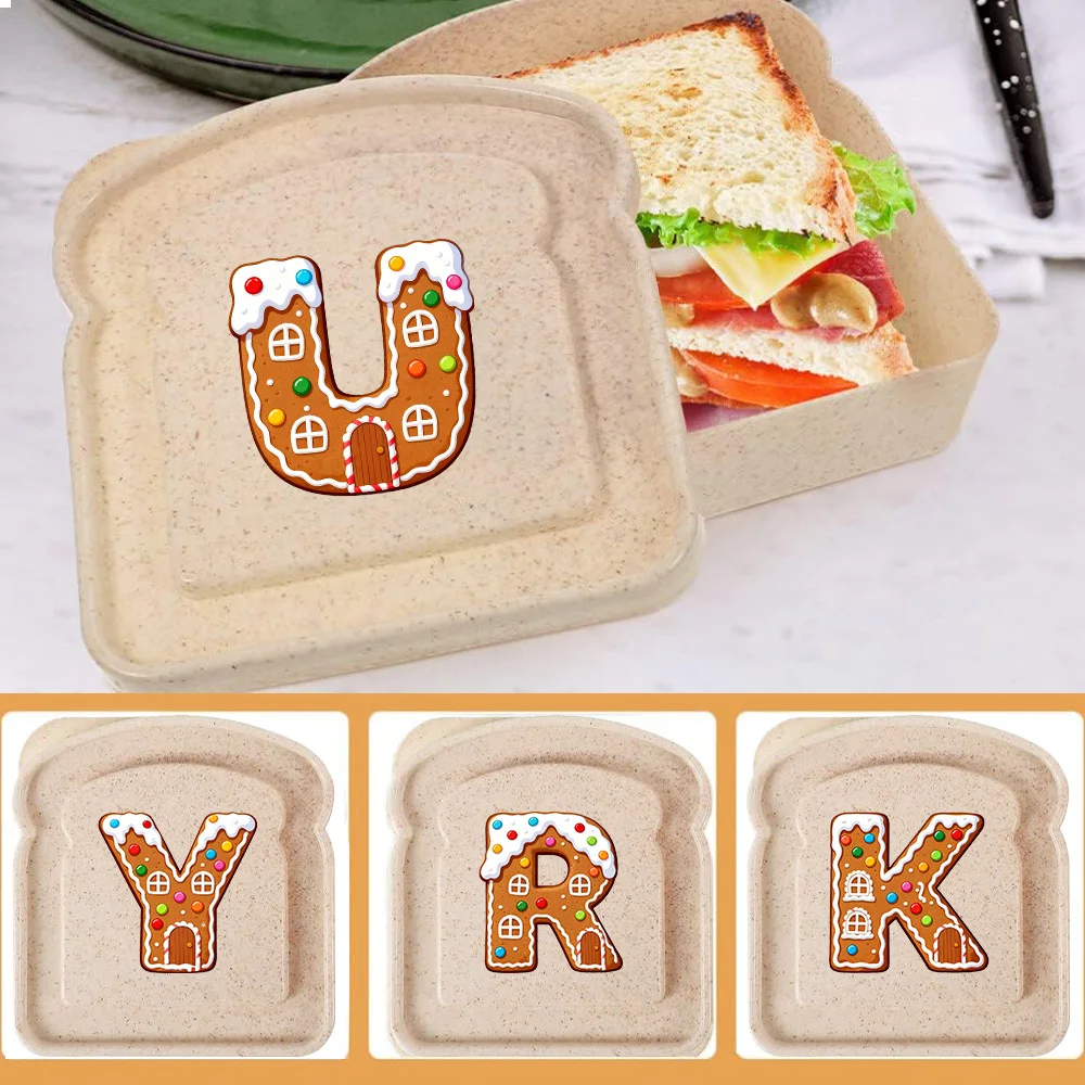 

Creative Sandwich Box Toast Box Portable Durable Bread Organizer Toast Shaped Bread Box Gingerbread House Letter Pattern